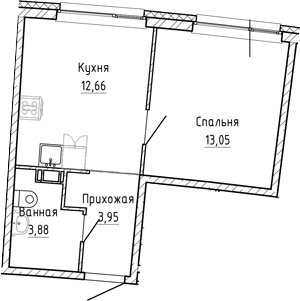 Планировка — Аквилон Рива, 1-комн., 34 м²