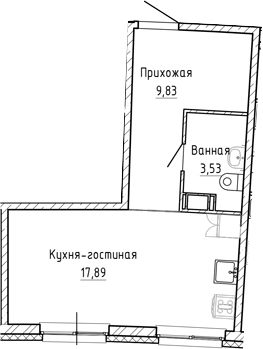 Планировка — Аквилон Рива, Студия, 31 м²