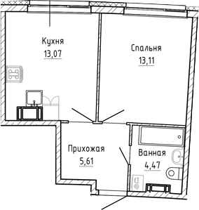 Планировка — Аквилон Рива, 1-комн., 36 м²