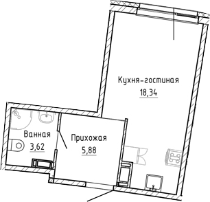 Планировка — Аквилон Рива, Студия, 28 м²