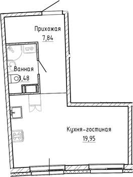 Планировка — Аквилон Рива, Студия, 31 м²