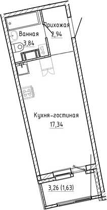 Планировка — Аквилон Рива, Студия, 24 м²