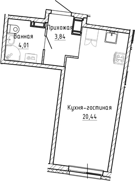 Планировка — Аквилон Рива, Студия, 28 м²