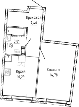 Планировка — Аквилон Рива, 1-комн., 36 м²