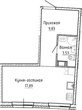 Планировка — Аквилон Рива, Студия, 31 м²