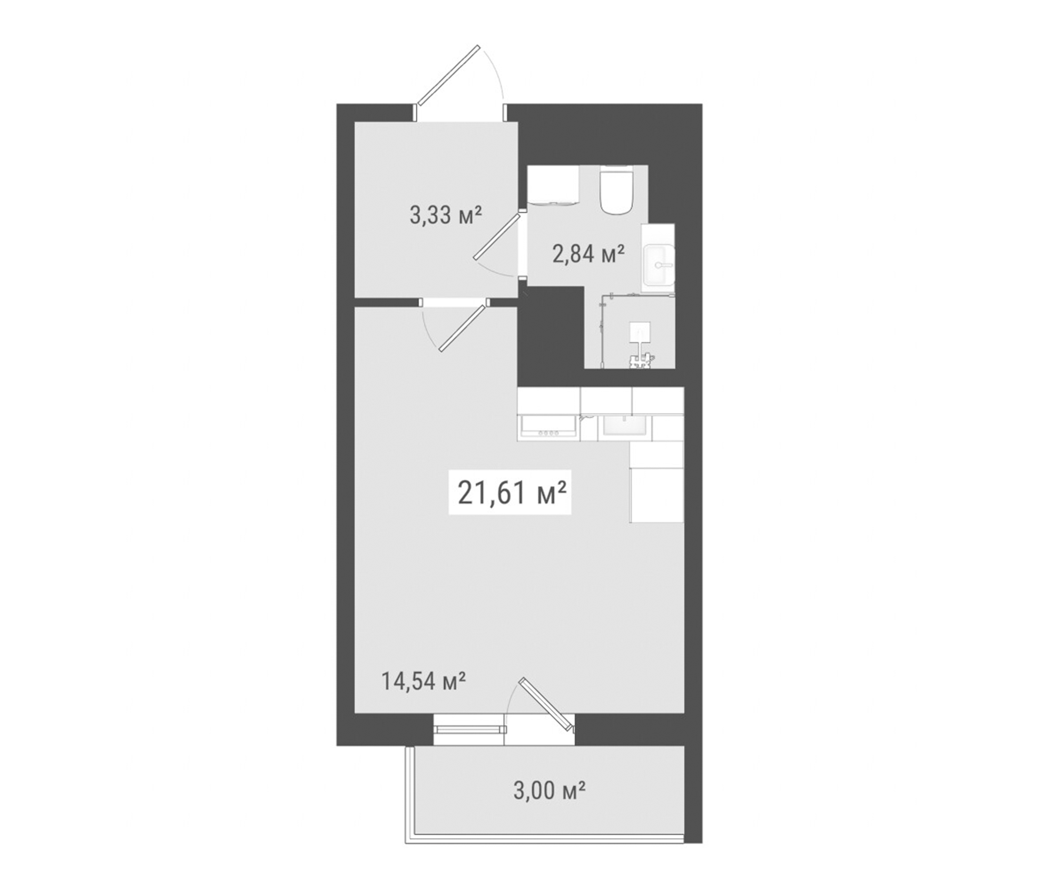 Планировка — Лето, Студия, 21 м²