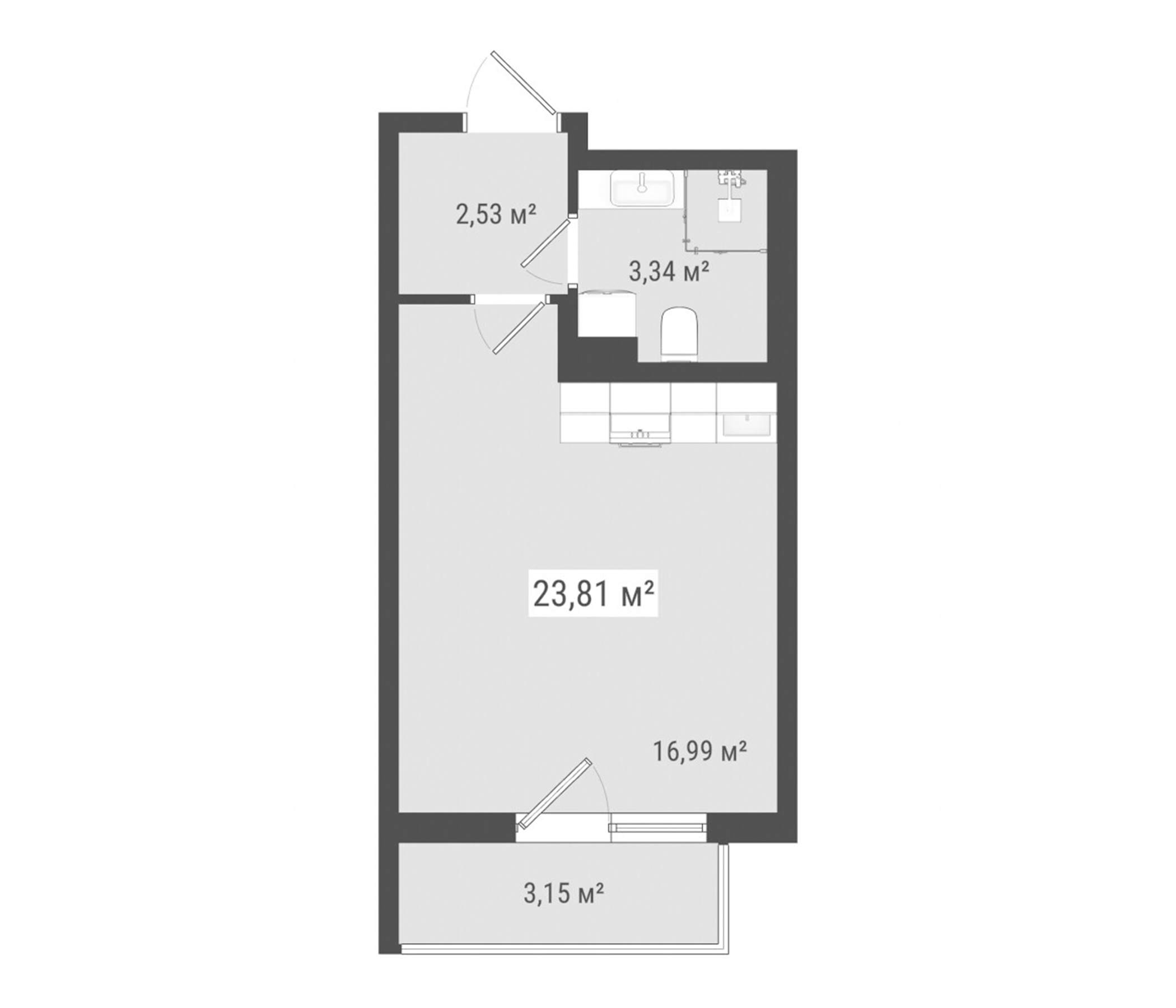 Планировка — Лето, Студия, 23 м²