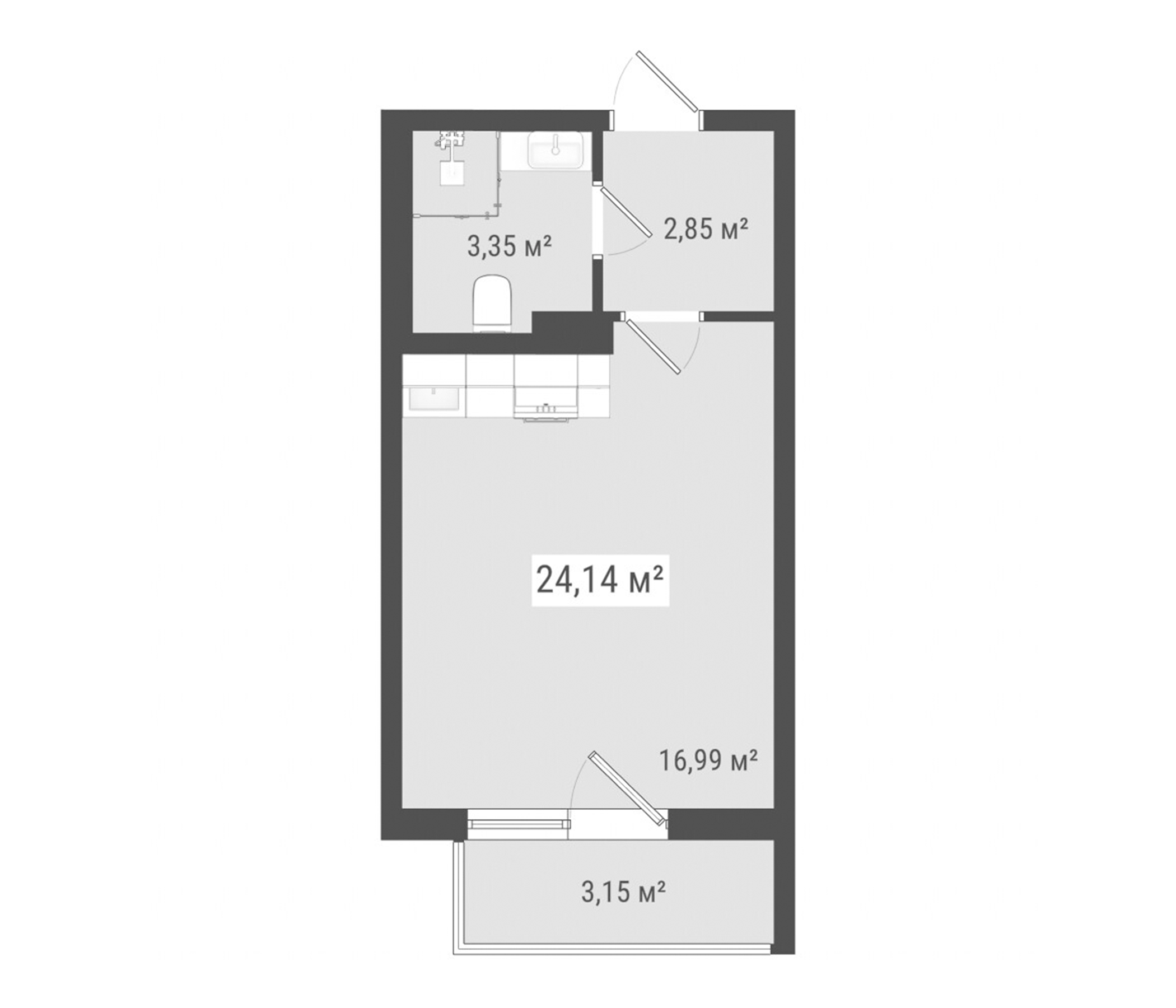 Планировка — Лето, Студия, 23 м²