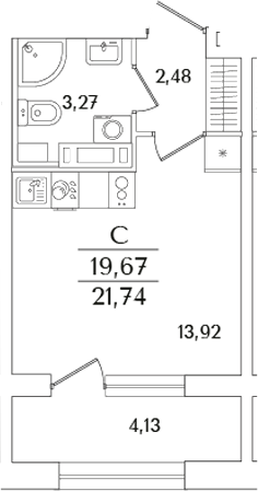 Планировка — Аурум, Студия, 20 м²