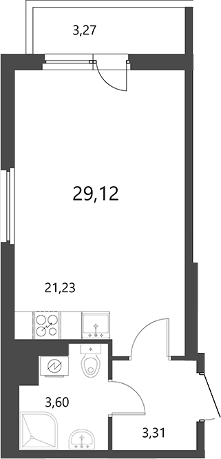 Планировка — Лето, Студия, 28 м²