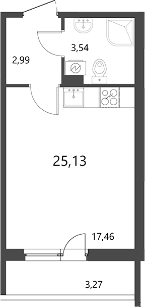 Планировка — Лето, Студия, 24 м²