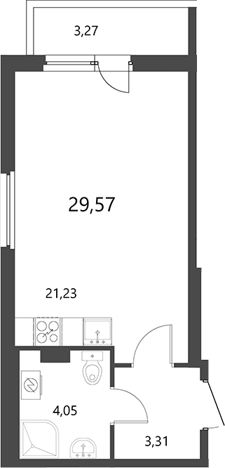 Планировка — Лето, Студия, 29 м²