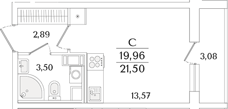 Планировка — Кинопарк, Студия, 20 м²