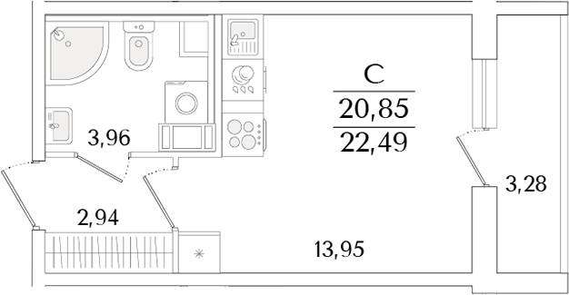 Планировка — Кинопарк, Студия, 21 м²