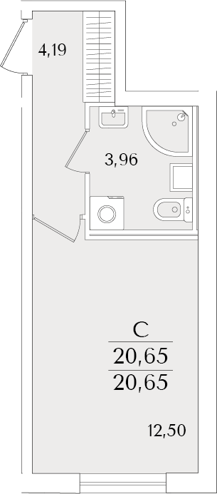 Планировка — Кинопарк, Студия, 21 м²