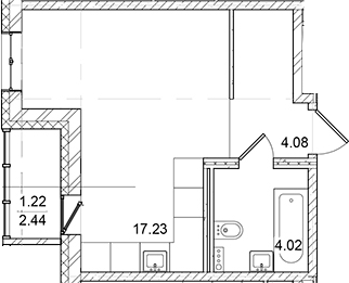 Планировка — ID Kudrovo II, Студия, 25 м²
