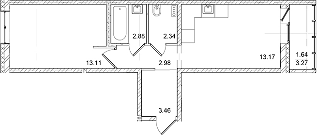 Планировка — ID Kudrovo II, 2-комн., 38 м²