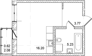 Планировка — ID Kudrovo II, Студия, 25 м²