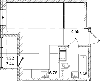 Планировка — ID Kudrovo II, Студия, 25 м²