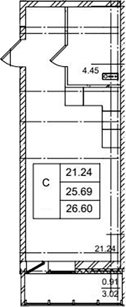 Планировка — ID Kudrovo II, Студия, 26 м²