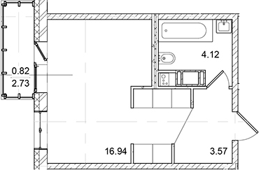 Планировка — ID Kudrovo II, Студия, 25 м²