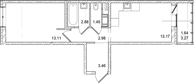 Планировка — ID Kudrovo II, 2-комн., 37 м²