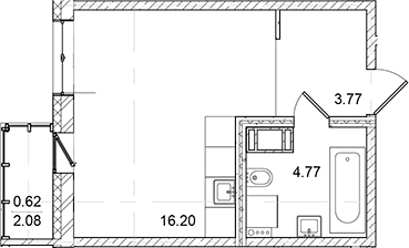 Планировка — ID Kudrovo II, Студия, 25 м²
