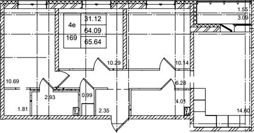 Планировка — ID Kudrovo II, 4-комн., 64 м²