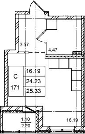 Планировка — ID Kudrovo II, Студия, 24 м²