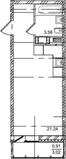 Планировка — ID Kudrovo II, Студия, 25 м²