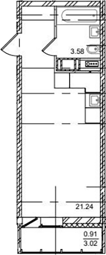 Планировка — ID Kudrovo II, Студия, 25 м²