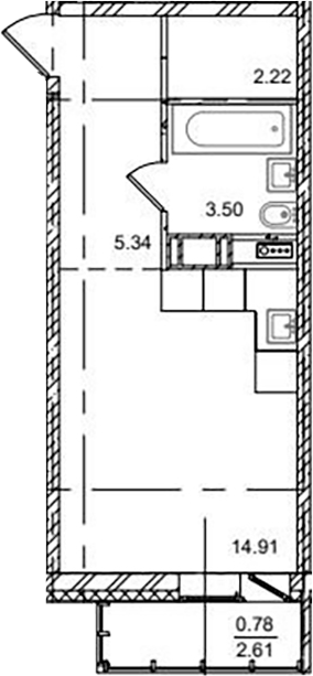 Планировка — ID Kudrovo II, Студия, 26 м²