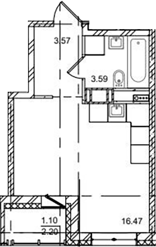 Планировка — ID Kudrovo II, Студия, 24 м²
