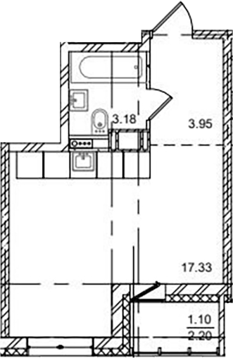 Планировка — ID Kudrovo II, Студия, 24 м²