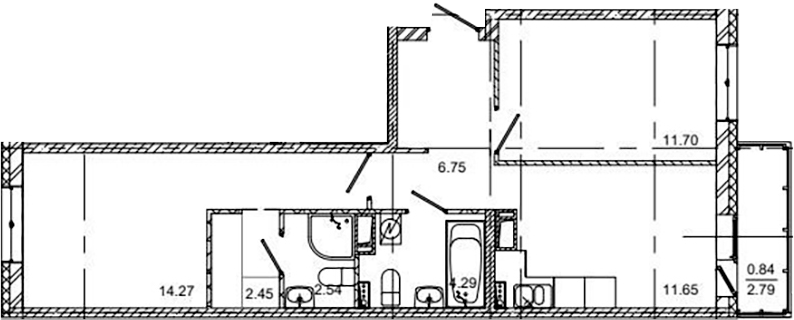 Планировка — ID Kudrovo II, 2-комн., 54 м²