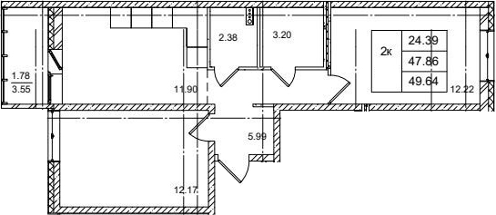 Планировка — ID Kudrovo II, 2-комн., 48 м²