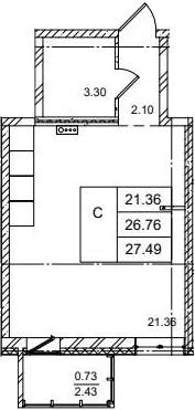 Планировка — ID Kudrovo II, Студия, 27 м²