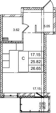 Планировка — ID Kudrovo II, Студия, 26 м²