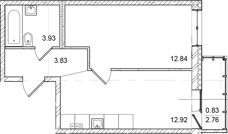 Планировка — ID Kudrovo II, 2-комн., 34 м²
