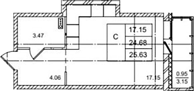 Планировка — ID Kudrovo II, Студия, 25 м²