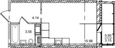 Планировка — ID Kudrovo II, Студия, 24 м²