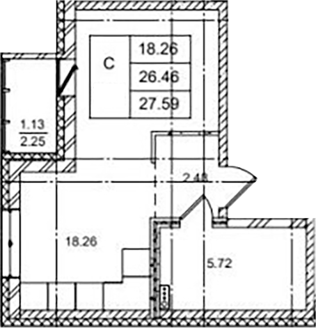 Планировка — ID Kudrovo II, Студия, 26 м²