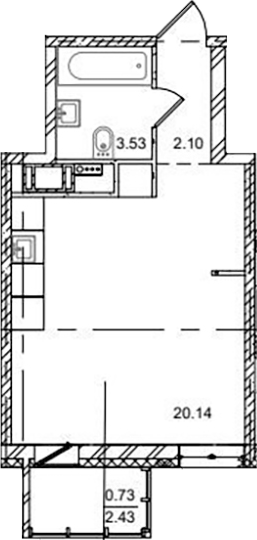 Планировка — ID Kudrovo II, Студия, 26 м²