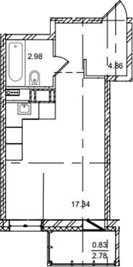 Планировка — ID Kudrovo II, Студия, 25 м²