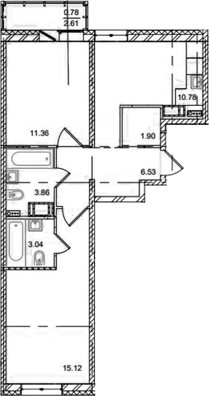 Планировка — ID Kudrovo II, 2-комн., 53 м²