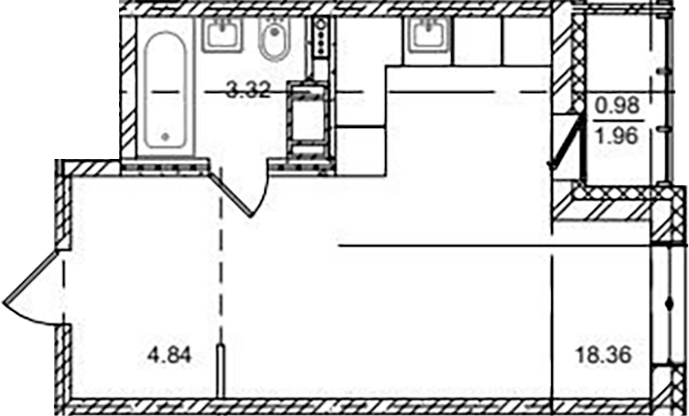 Планировка — ID Kudrovo II, Студия, 27 м²