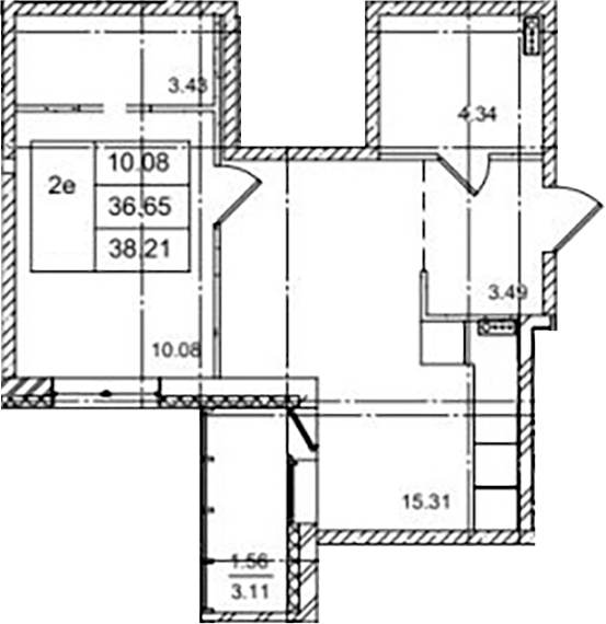 Планировка — ID Kudrovo II, 2-комн., 37 м²