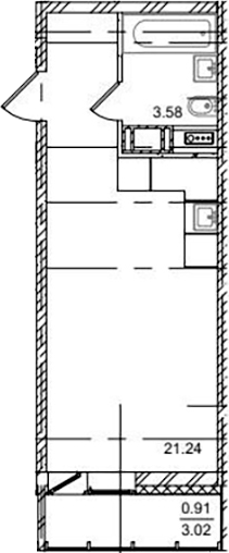 Планировка — ID Kudrovo II, Студия, 25 м²