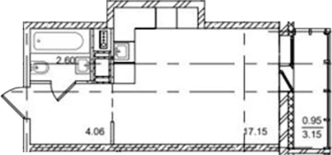 Планировка — ID Kudrovo II, Студия, 24 м²