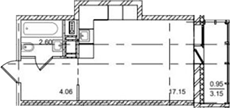 Планировка — ID Kudrovo II, Студия, 24 м²
